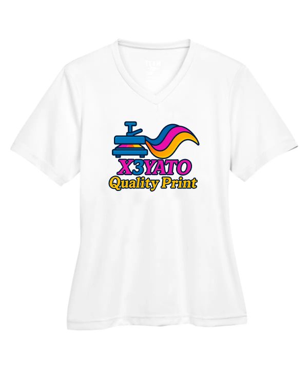 White Short Sleeve T-Shirt with x3yato Logo Centered for Women