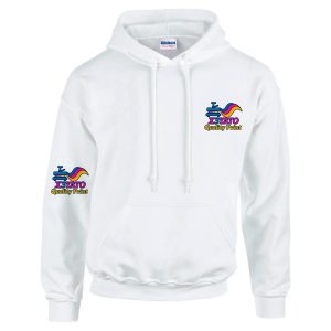 Hooded Sweatshirt in White with x3yato Logo on Right Side and Left Sleeve