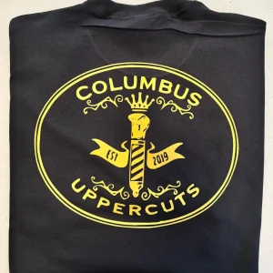 Columbus Uppercuts Cotton T-Shirt – Vinyl Logo Design (Black & Yellow)