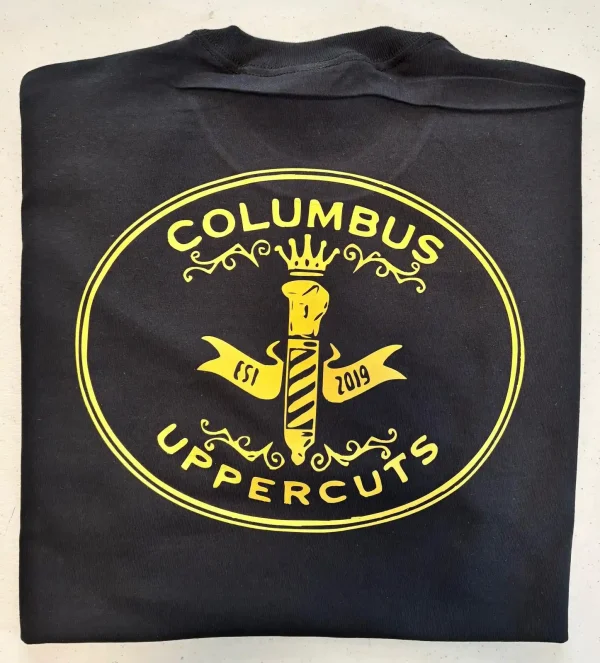 Columbus Uppercuts Cotton T-Shirt – Vinyl Logo Design (Black & Yellow)