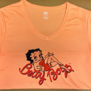 Betty Boop Women’s Polyester Sublimated T-Shirt – Peach