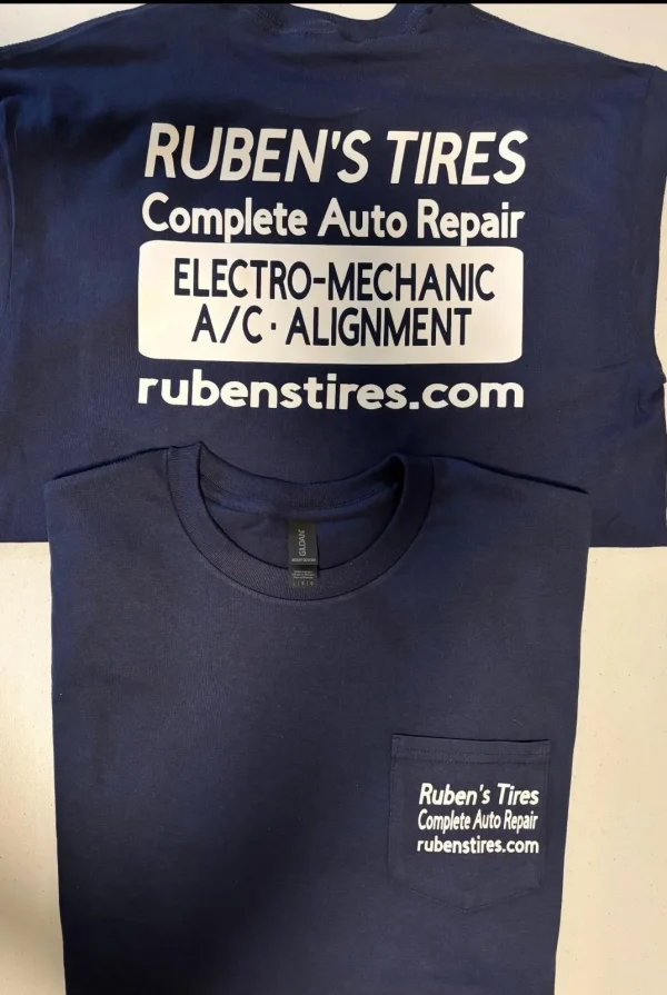 Ruben’s Tires Work T-Shirt – 100% Cotton with Vinyl Print